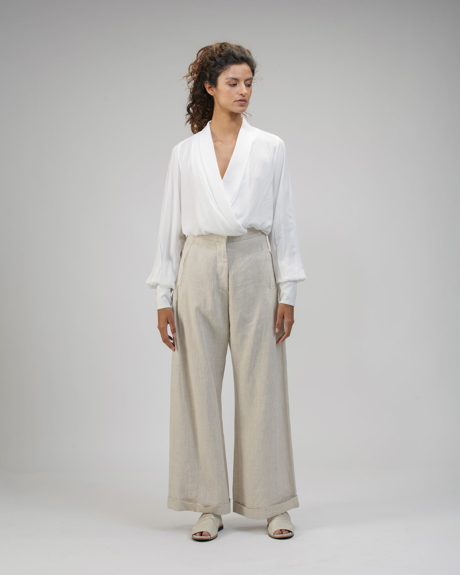 TUXEDO COLLAR BLOUSE IN VISCOSE