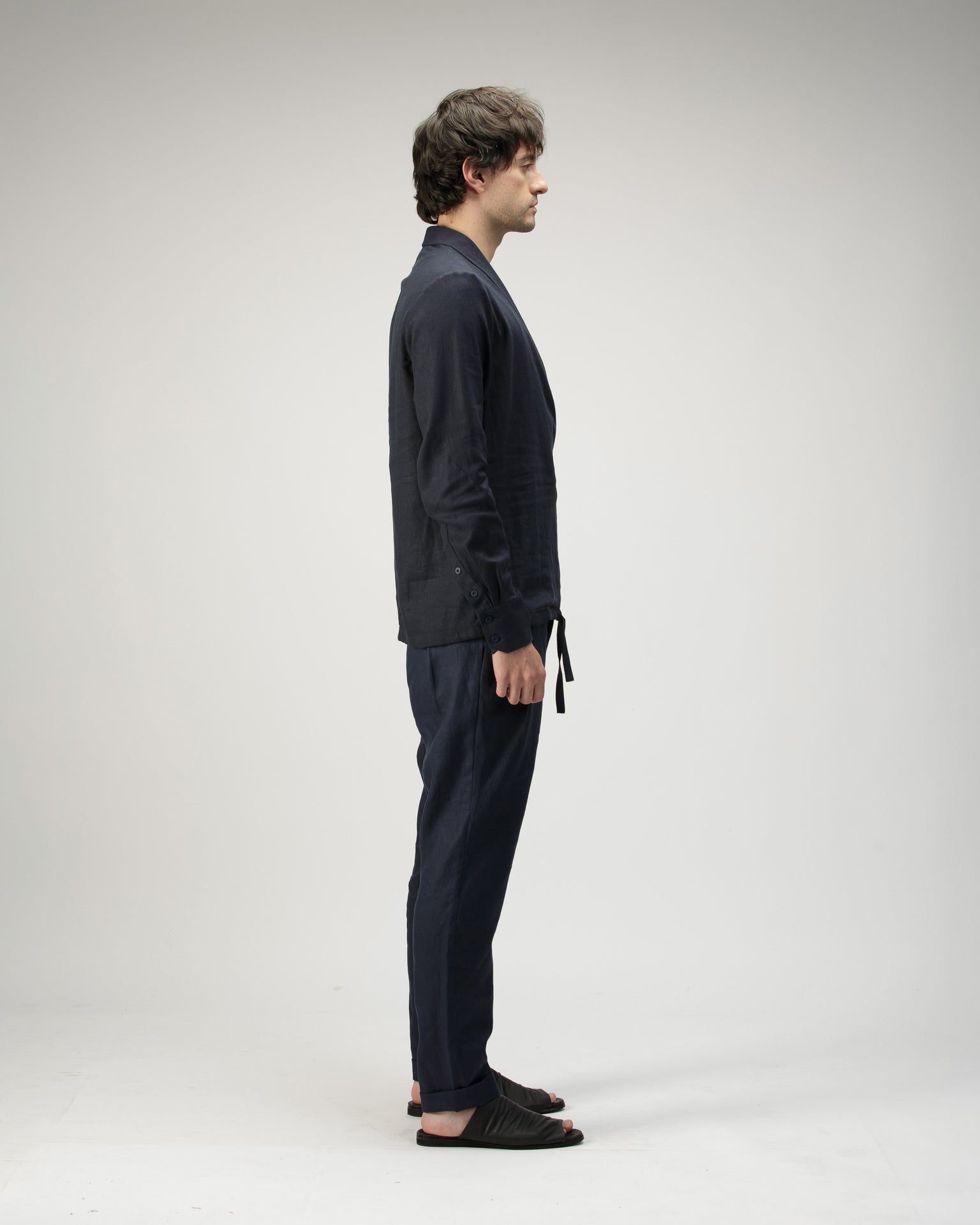 WRAP TUXEDO COLLAR SHIRT IN LINEN