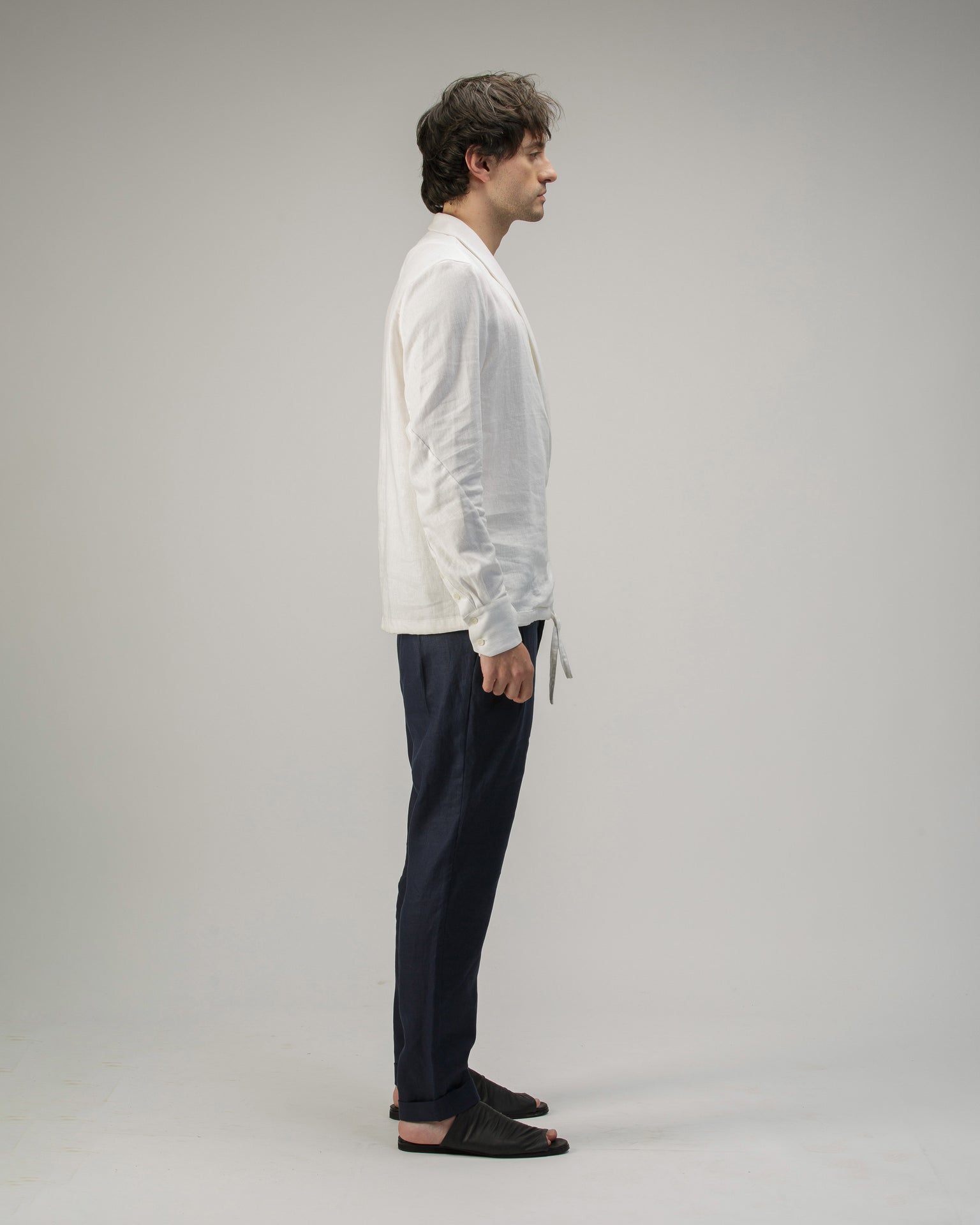 WRAP TUXEDO COLLAR SHIRT IN LINEN