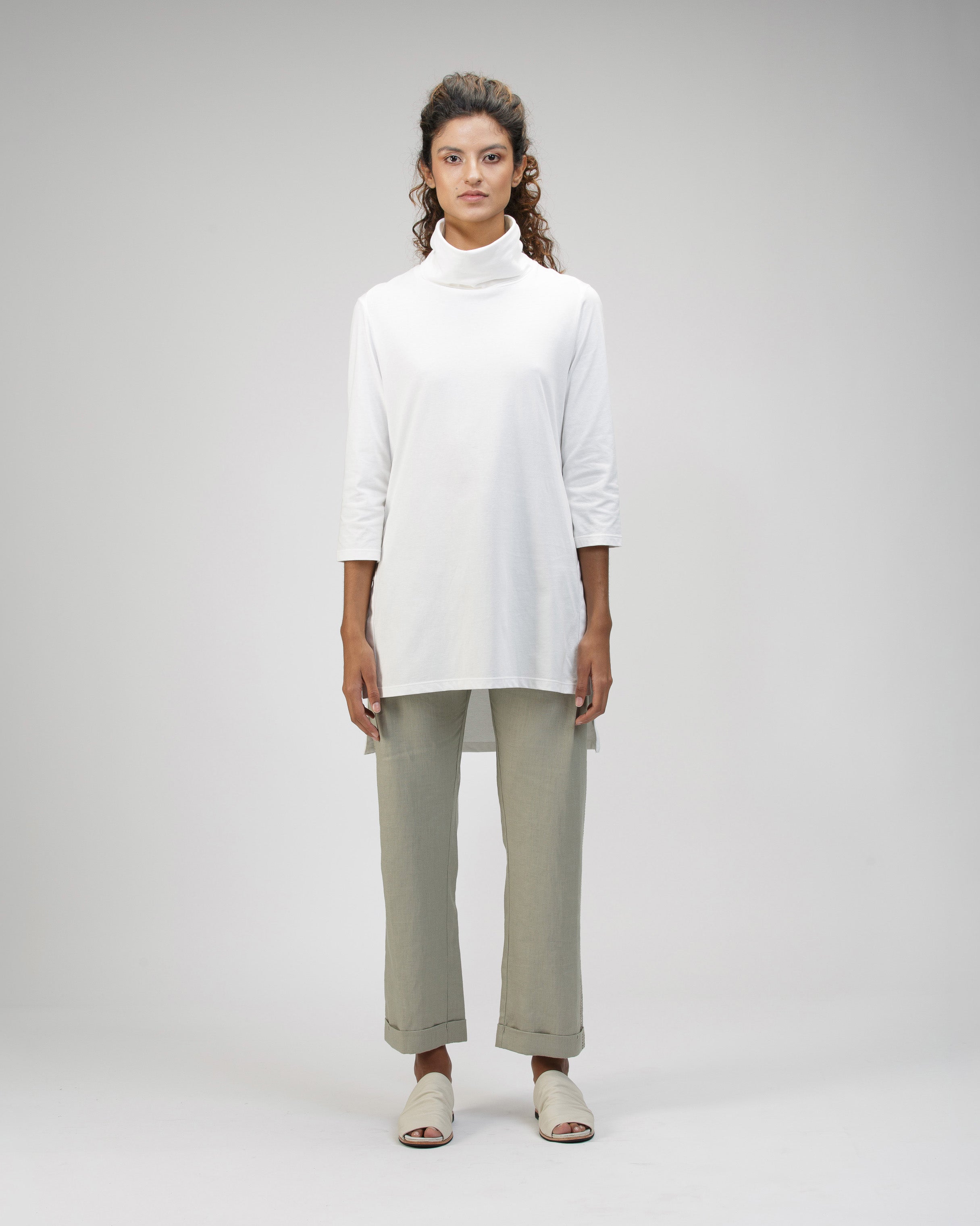 IVORY HIGH NECK LONG SLEEVE TOP