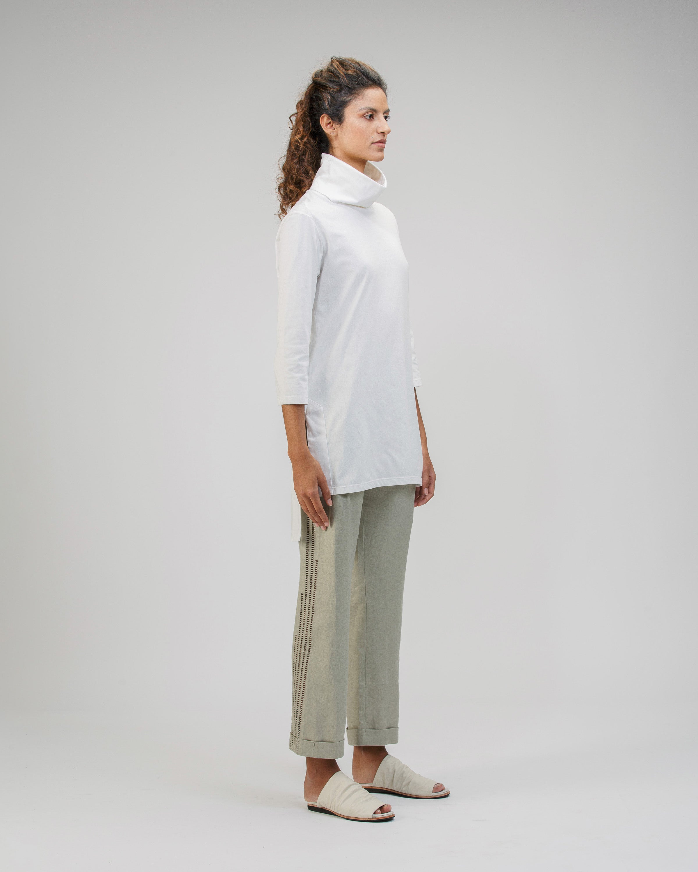 IVORY HIGH NECK LONG SLEEVE TOP