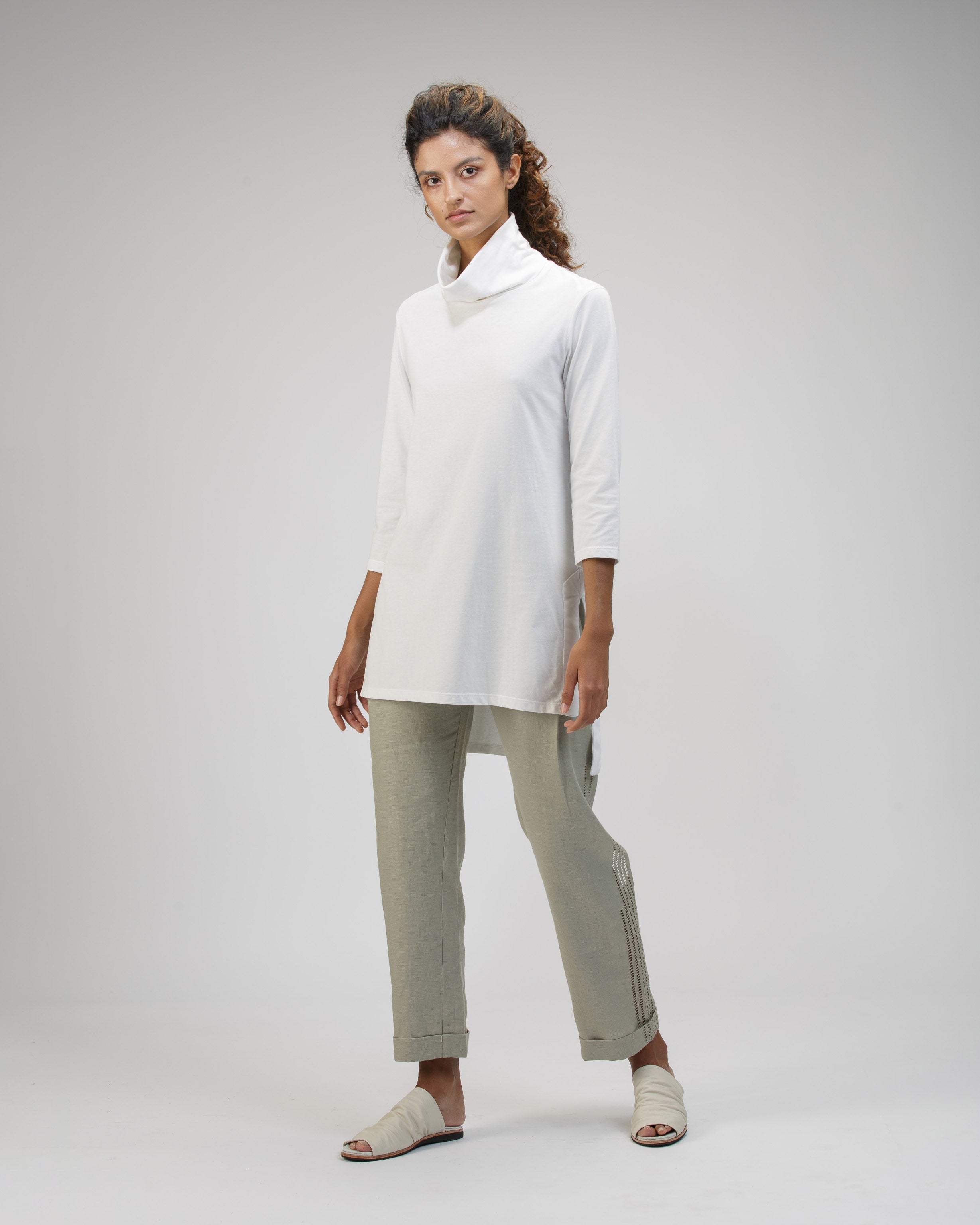 IVORY HIGH NECK LONG SLEEVE TOP