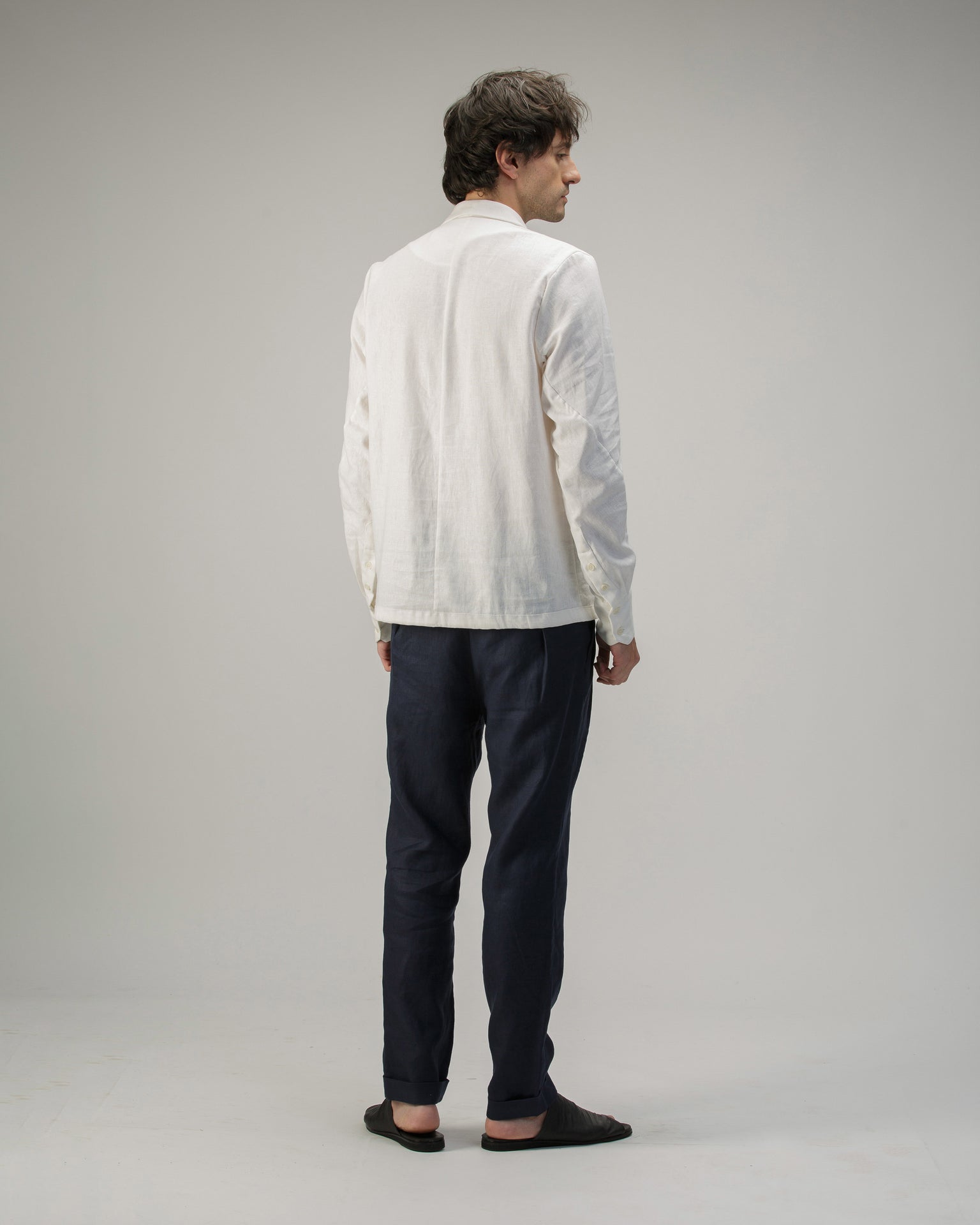 WRAP TUXEDO COLLAR SHIRT IN LINEN