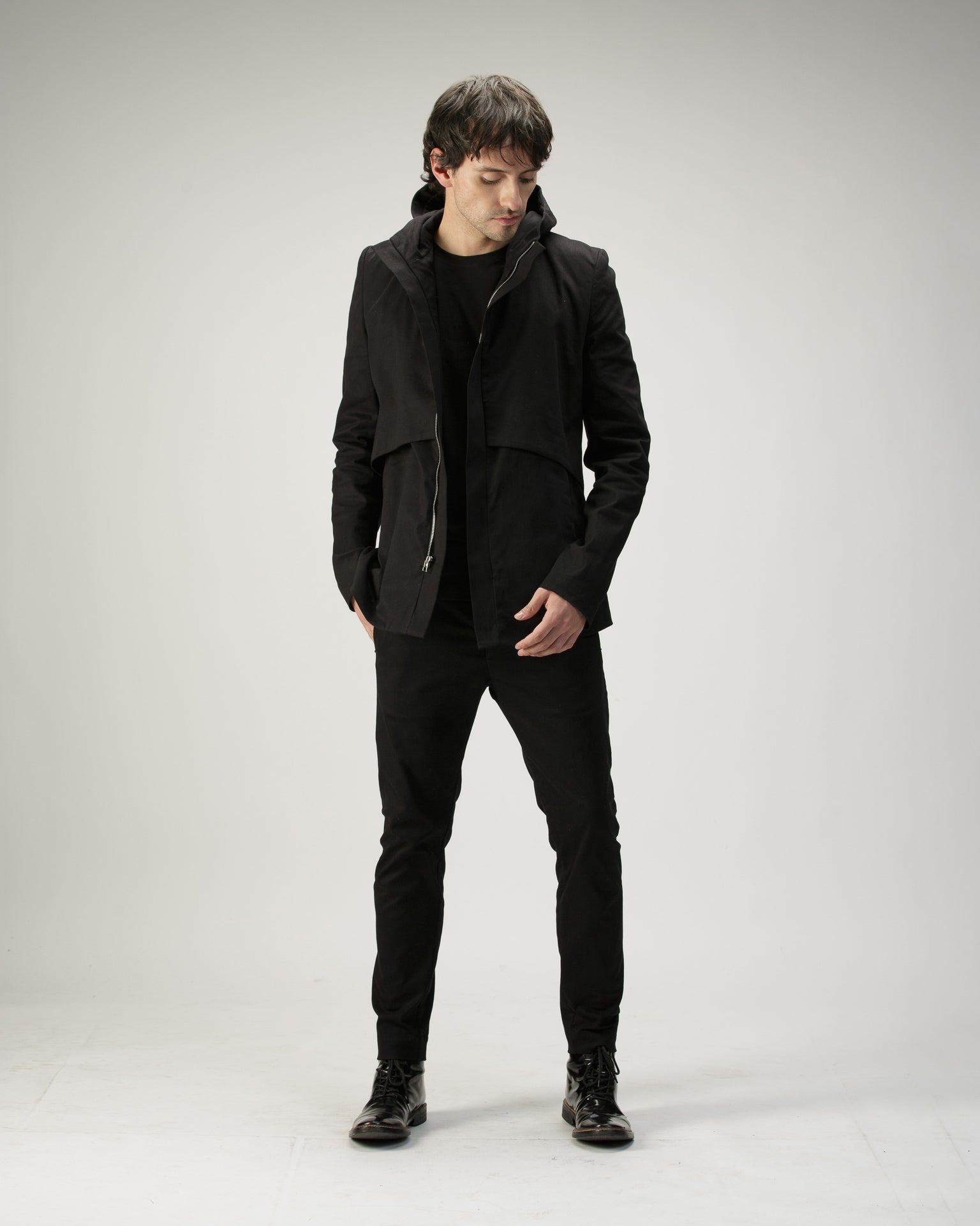 DIAPHRAGM HOODED JACKET IN COTTON