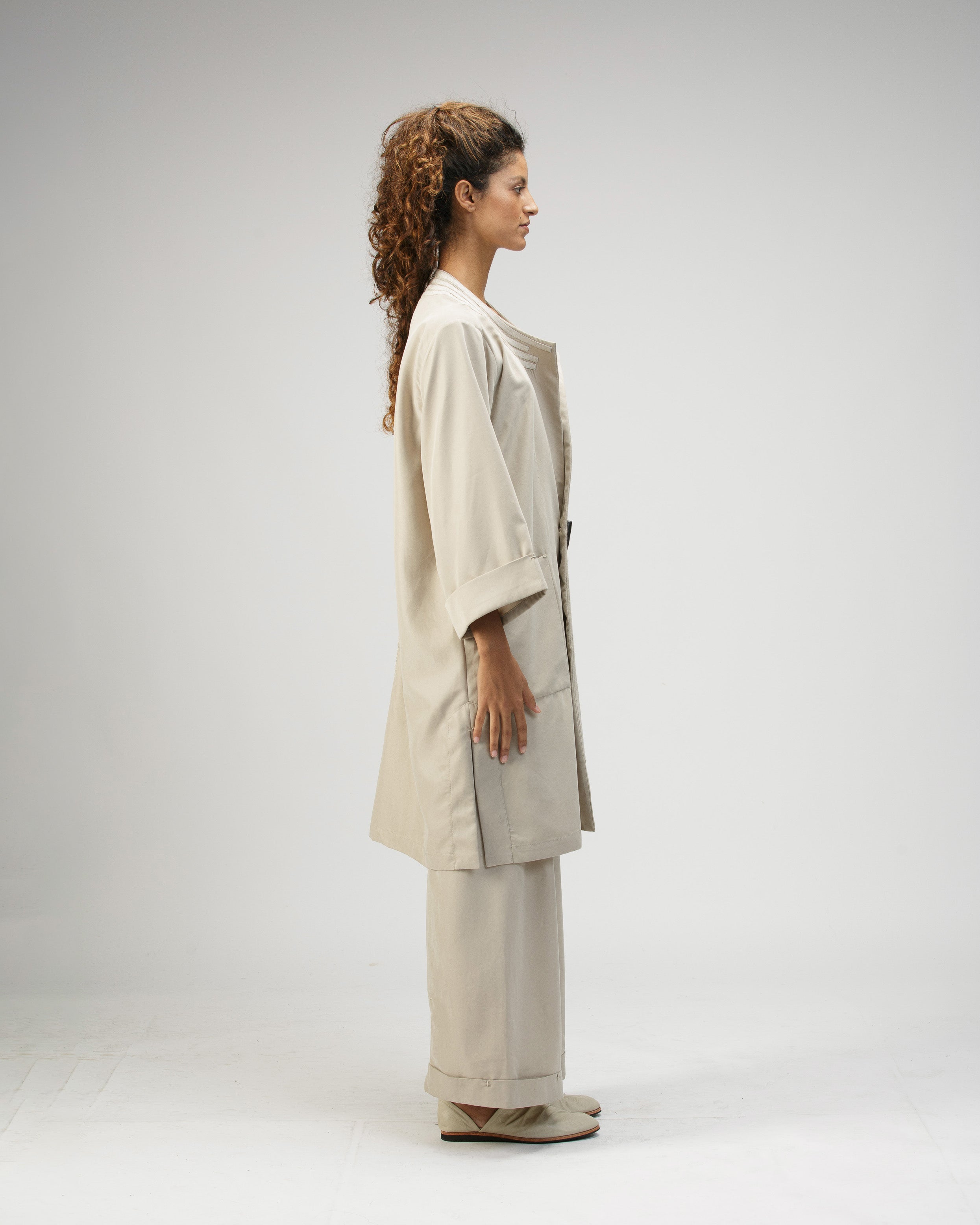 UNISEX TAUPE LINEN QUIMBAYA KIMONO