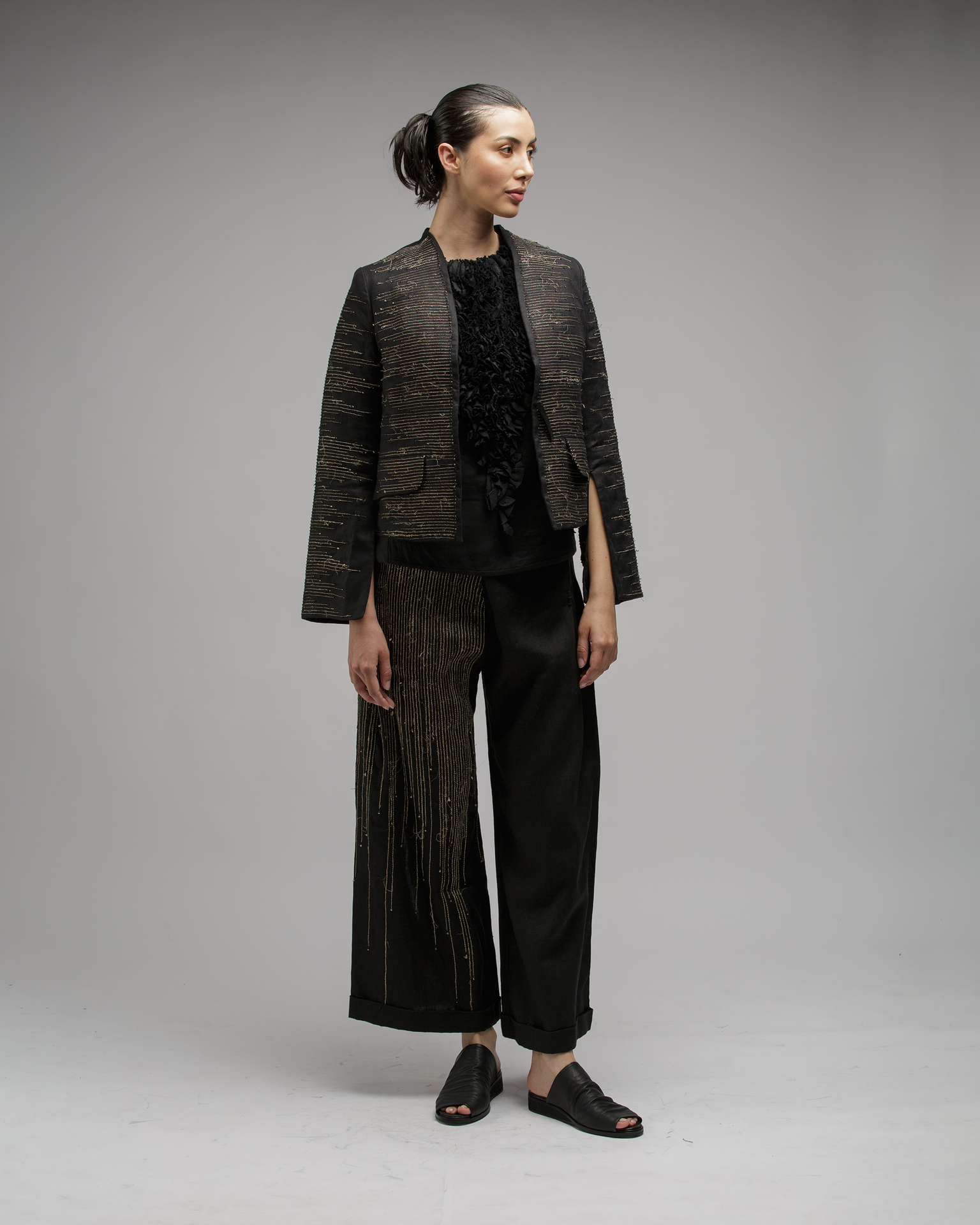 TIGER EMBROIDERED JACKET IN LINEN