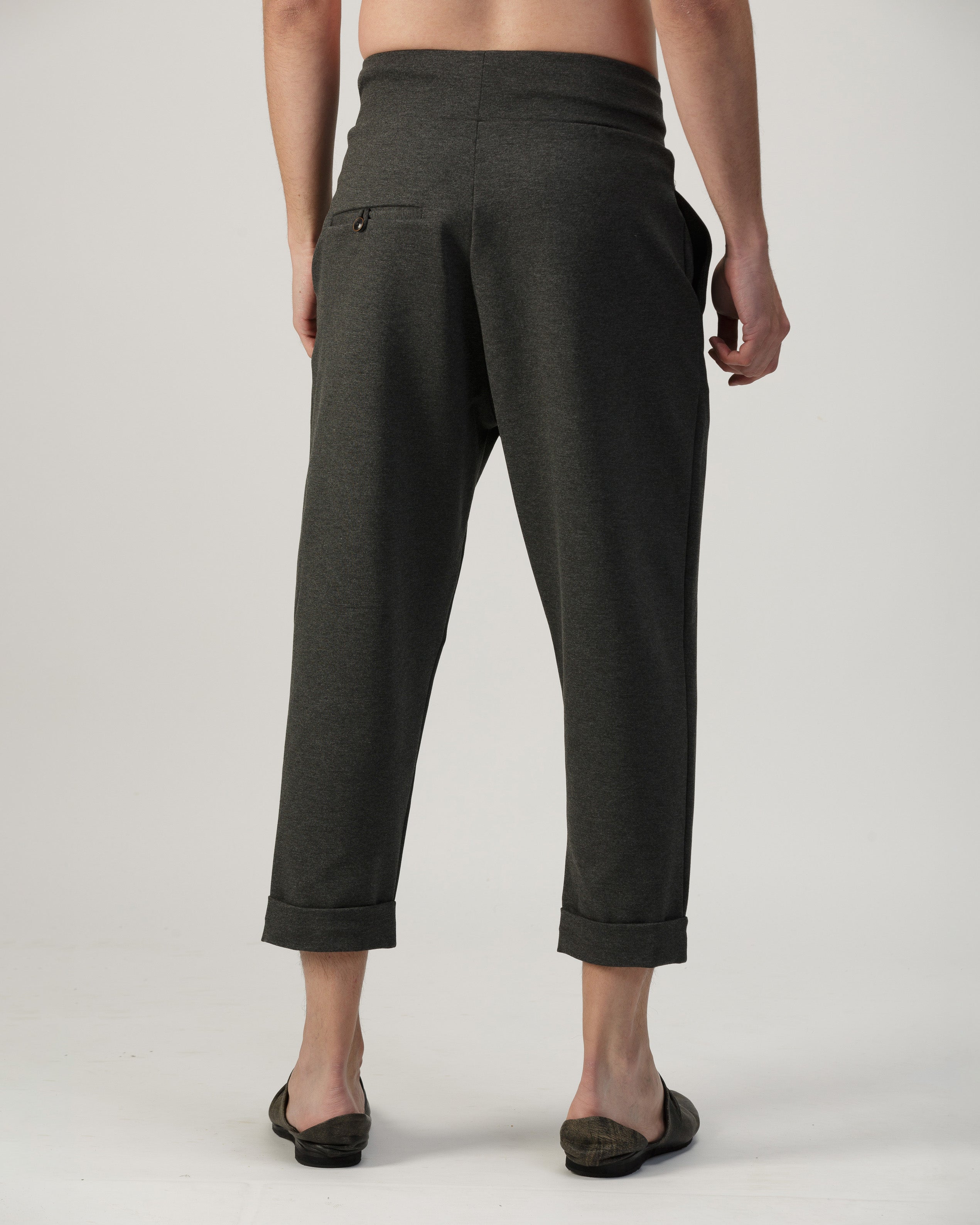 GREY RELAXED FIT CROSSED PANTS