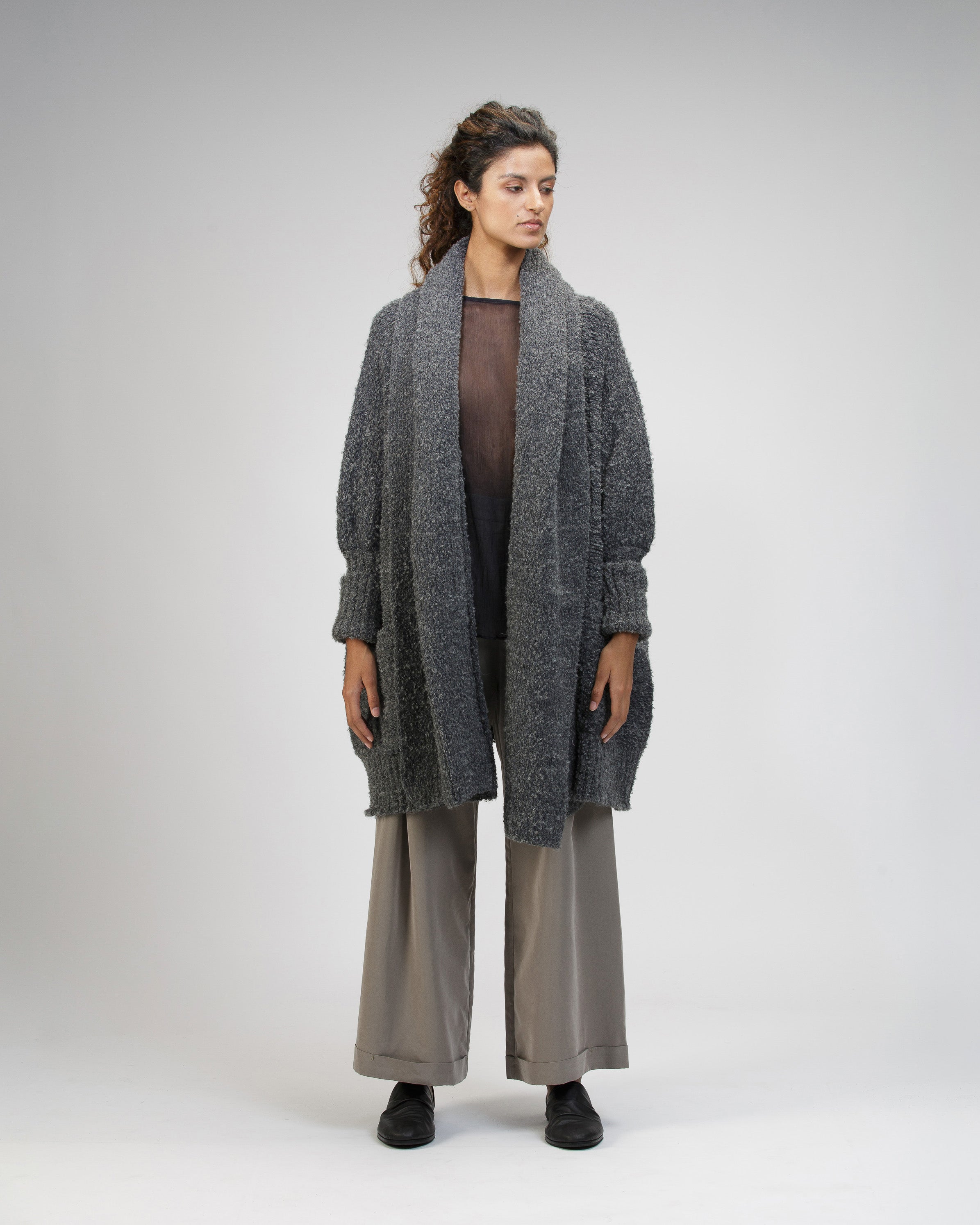 GREY BALLOON CARDIGAN